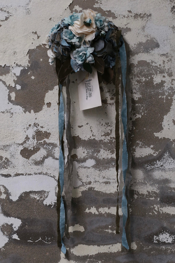 ARCHIVIO J.M.Ribot Italian traditional hand-sewn flower crown AJM-HA41/ROSES-LIGHT BLUE/WHITE-0